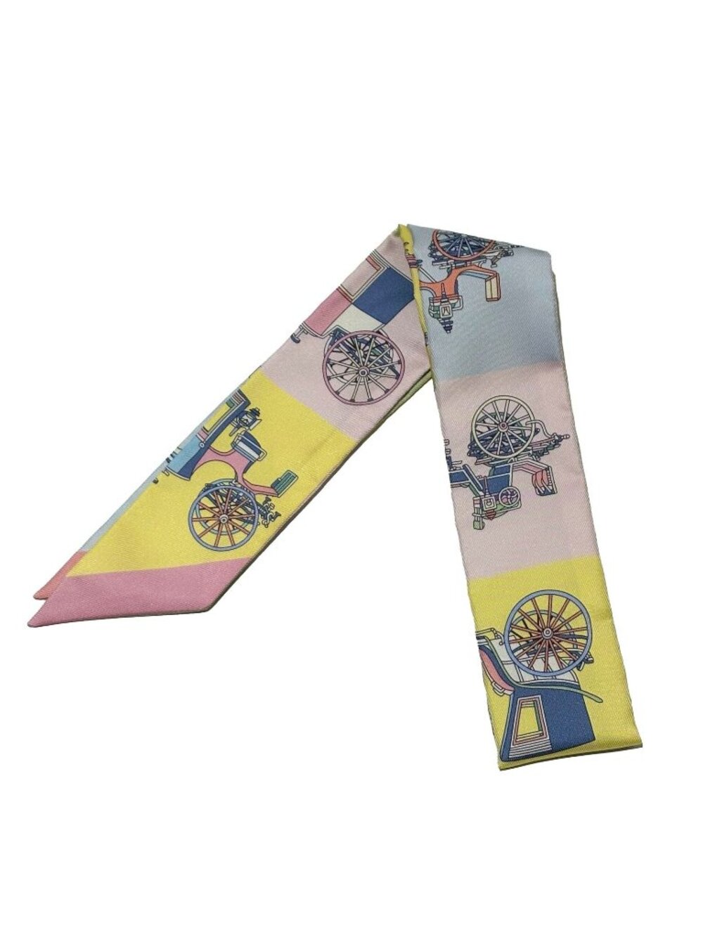 Hermes Twilly Voitures Exquises Rose Pale Jaune Scarf Silk